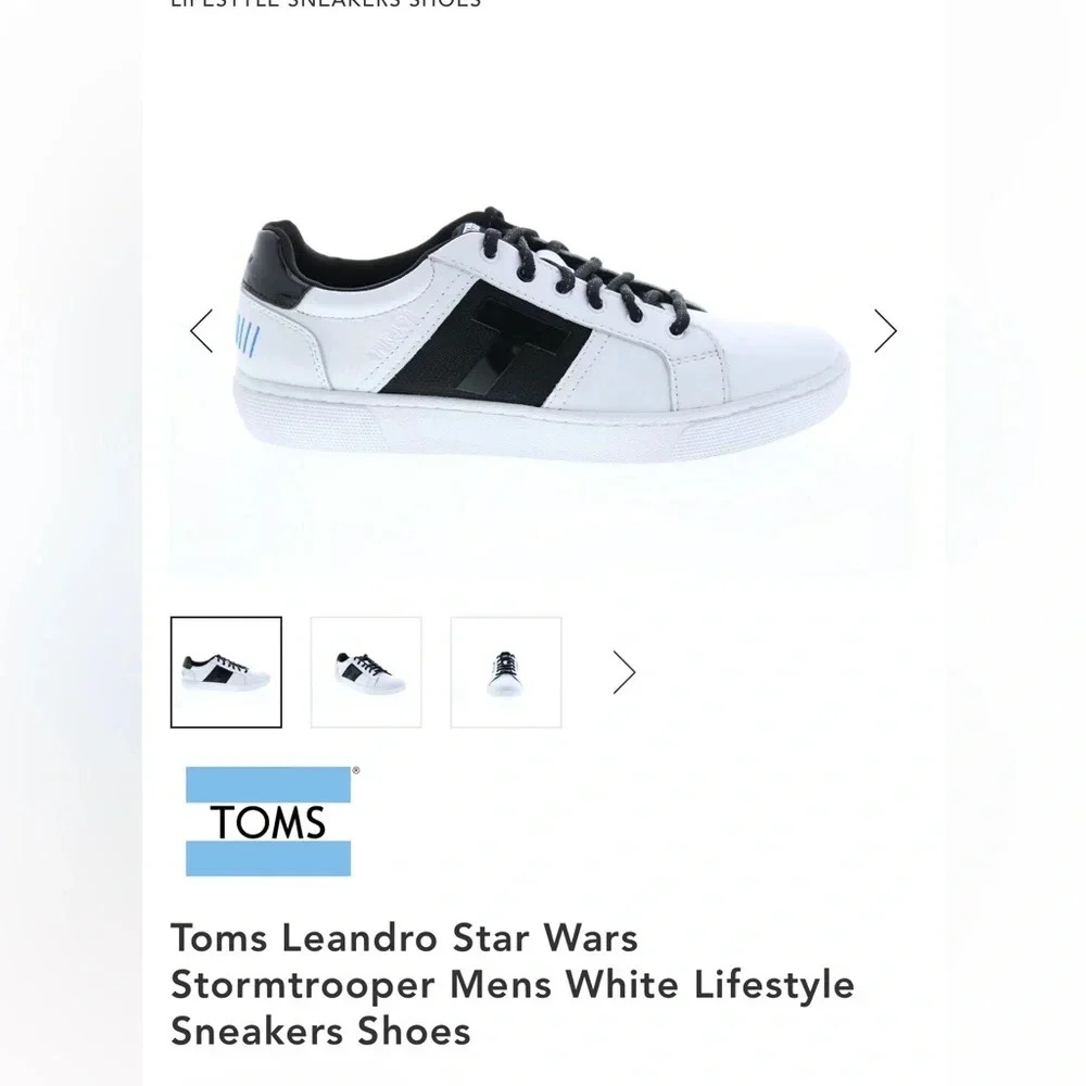 Toms Leandro Star Wars Stormtrooper Mens White Lifestyle Sneakers Shoes - Picture 1 of 11